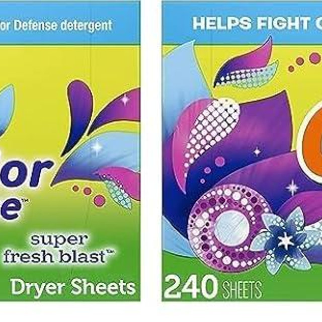 Gain + Odor Defense Dryer Sheets, Super Fresh Blast Scent Fabric Softener Sheets, 240 ct (Pack of 2)