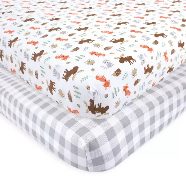 Hudson Baby® 2-Pack Woodland Fitted Crib Sheets in Green