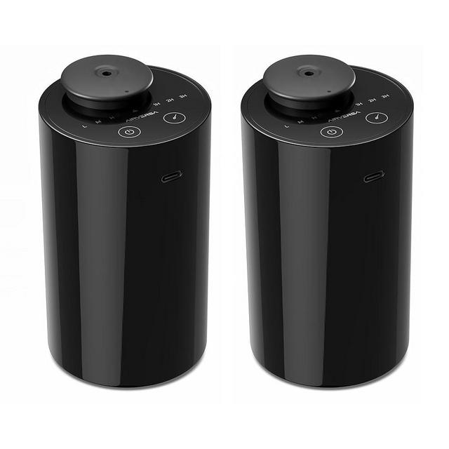 Waterless Diffuser for Essential Oil, Battery Operated Nebulizer, 0.7 Fl.Oz./ 20mL Capacity, Mini Scent Air Machine, 3 Countdown Timers & 3 Mist Levels for Home, Room, Car, Office - AN6 Black 2 Pack