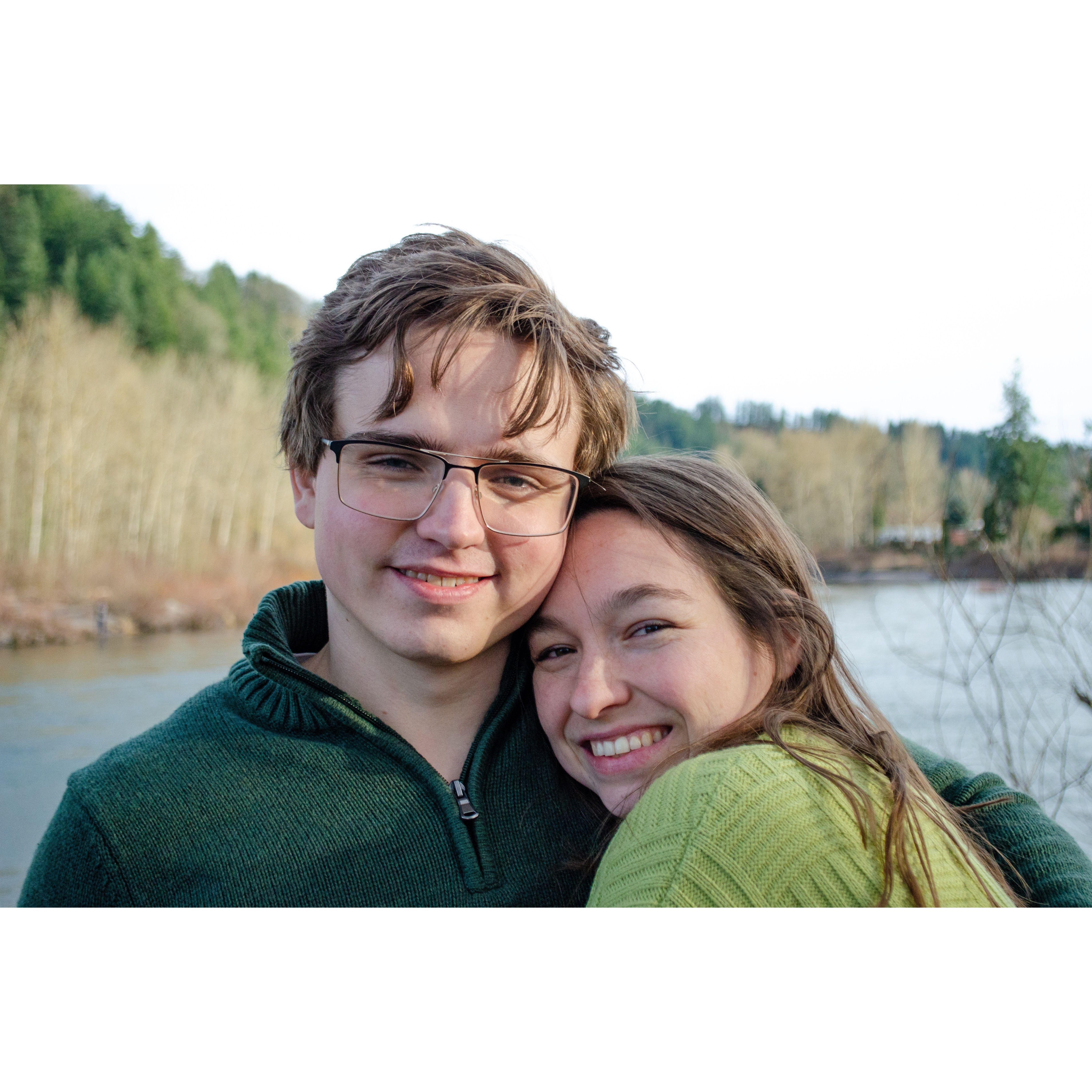 Us in front of a river