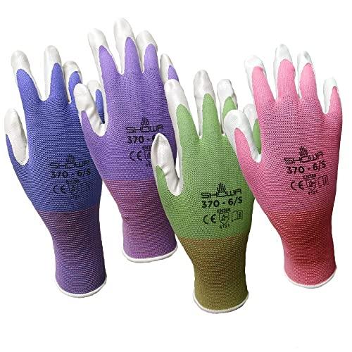 6 Pack Showa Atlas NT370 Atlas Nitrile Garden Gloves - Medium (Assorted Colors)