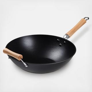 Professional Series Flat Bottom Wok with Maple Handle