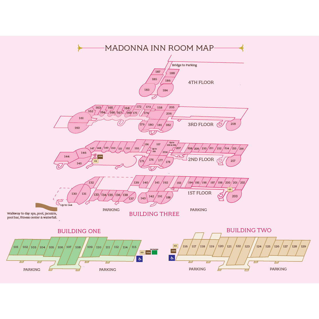 Madonna Inn room map