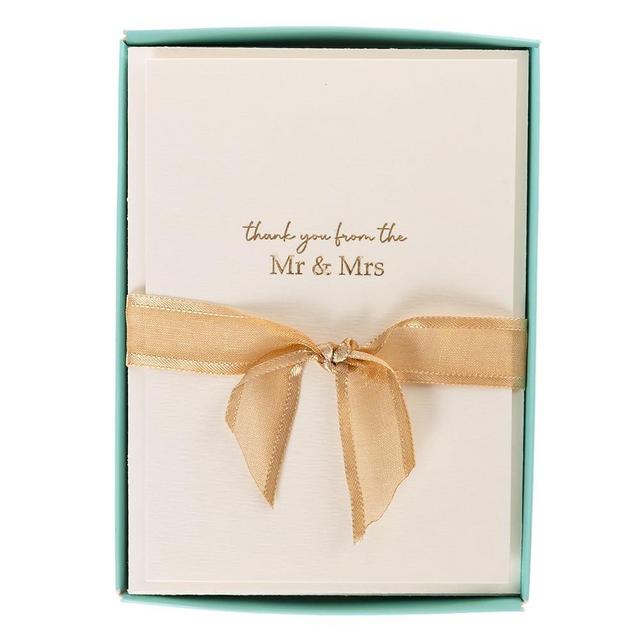 Graphique Wedding Thank You Cards, Mr. & Mrs., Pack of 10 Cards with Envelopes, Blank Inside, Gold Foil Embossing, La Petite Press Collection Boxed Set, 3.25" x 4.75"