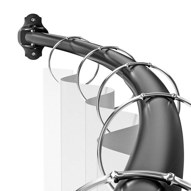 Mcrbeay Curved Shower Curtain Rod, Adjustable 40-72 inches Extra Wide Curved Shower Rods for Bathroom, Rust proof Shower Rod, Premium Stainless Steel Curved Curtain Rod for Shower, Bathtub, Black