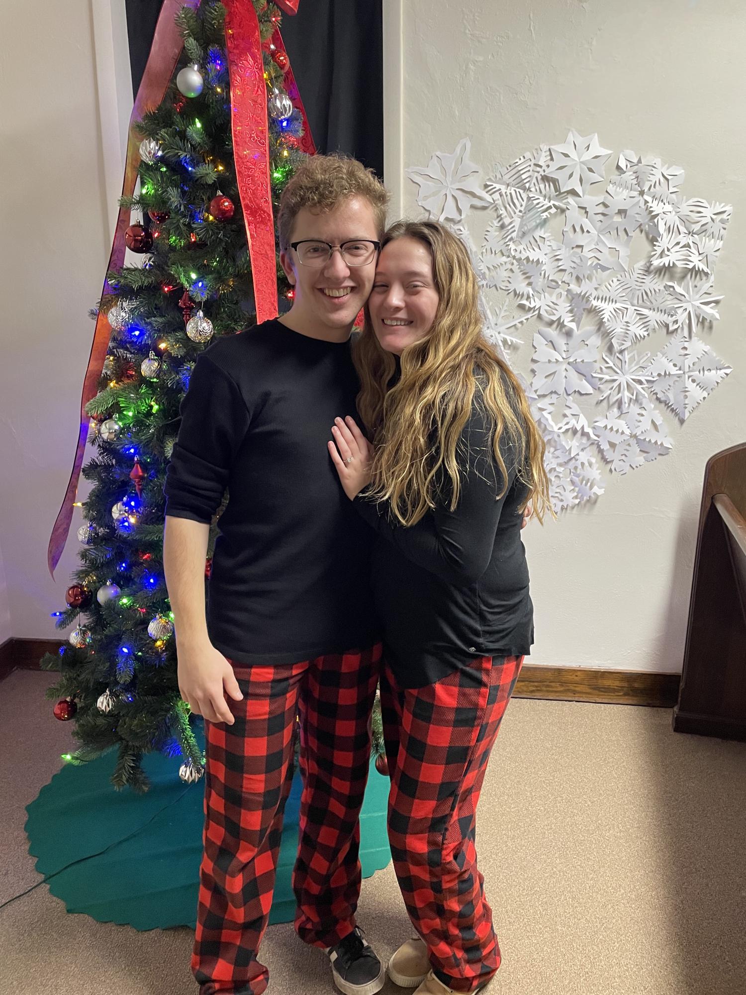 The couples second year of having matching pajamas for Christmas.