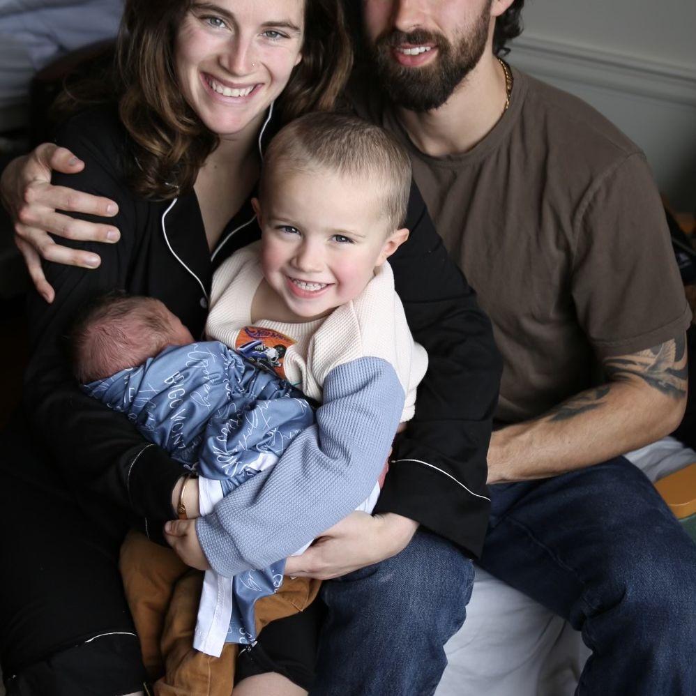 Our first picture as a family of 4. Hudson was overjoyed to meet his new brother