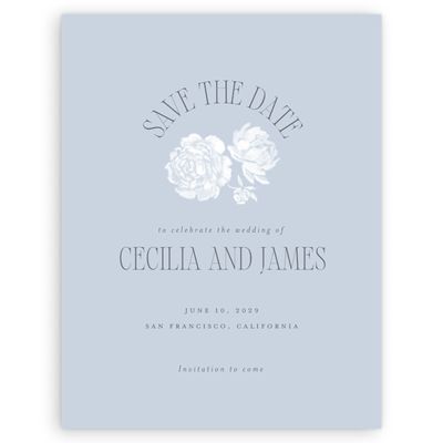 Blue Floral Wedding Digital Save the Date - Corisande Portrait