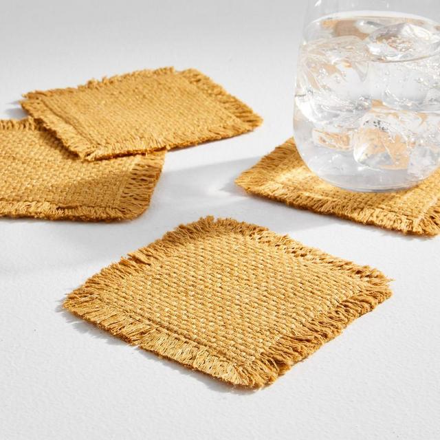 Silk Handloom Coasters, Set of 4, Dark Horseradish