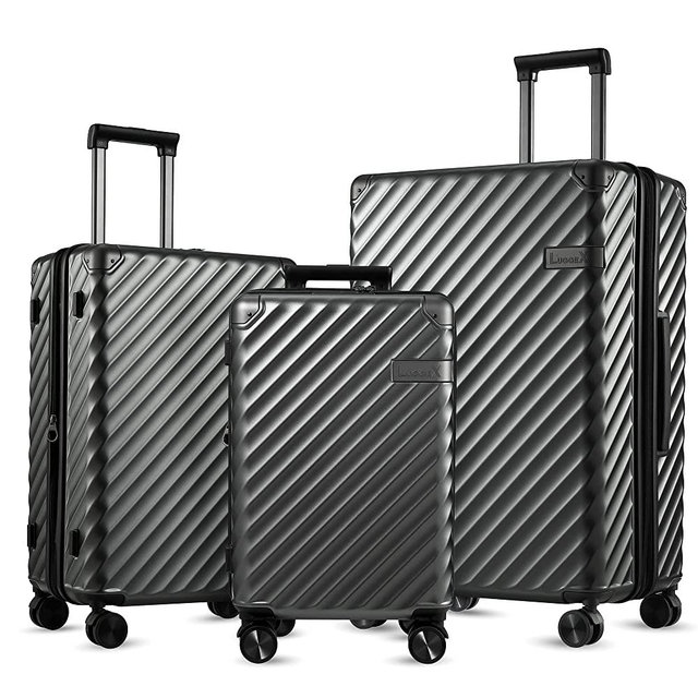 LUGGEX Carry On Luggage Sets 3 Piece - PC Hard Case Suitcase Sets - 4 Reinforced Corners & All Expandable