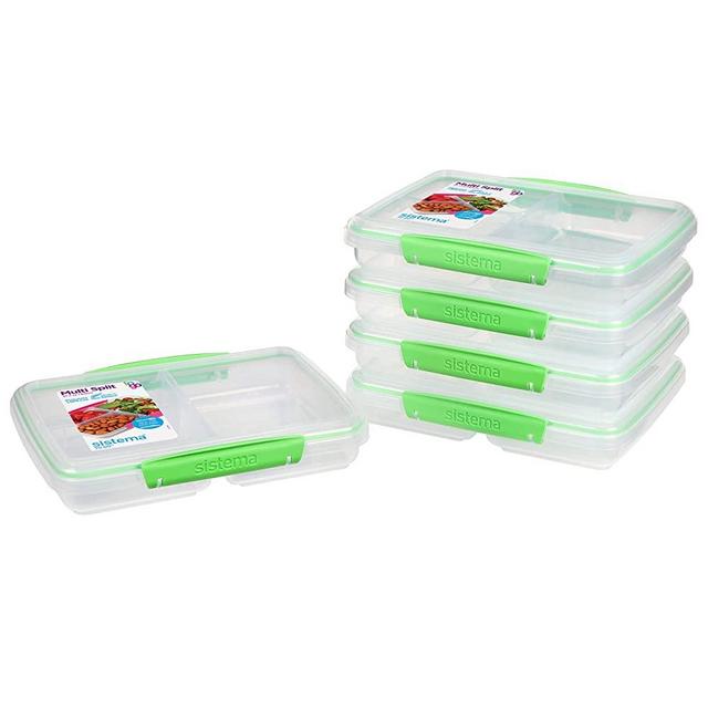 Sistema to Go Multi Split Meal & Food Dividers & Clips | 820ml | BPA-Free | 5 Storage Containers Food Prep