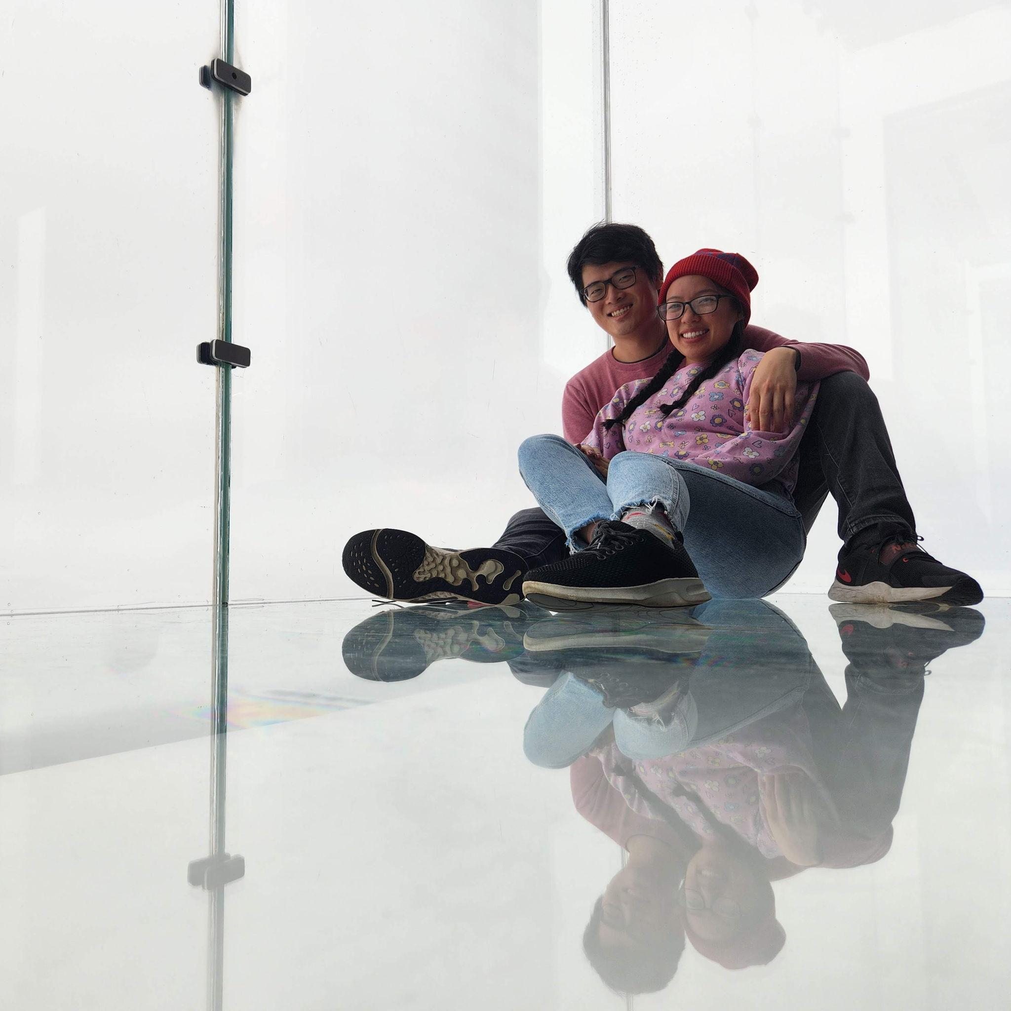 Admiring the beautiful Chicago skyline from Skydeck. 12/2025