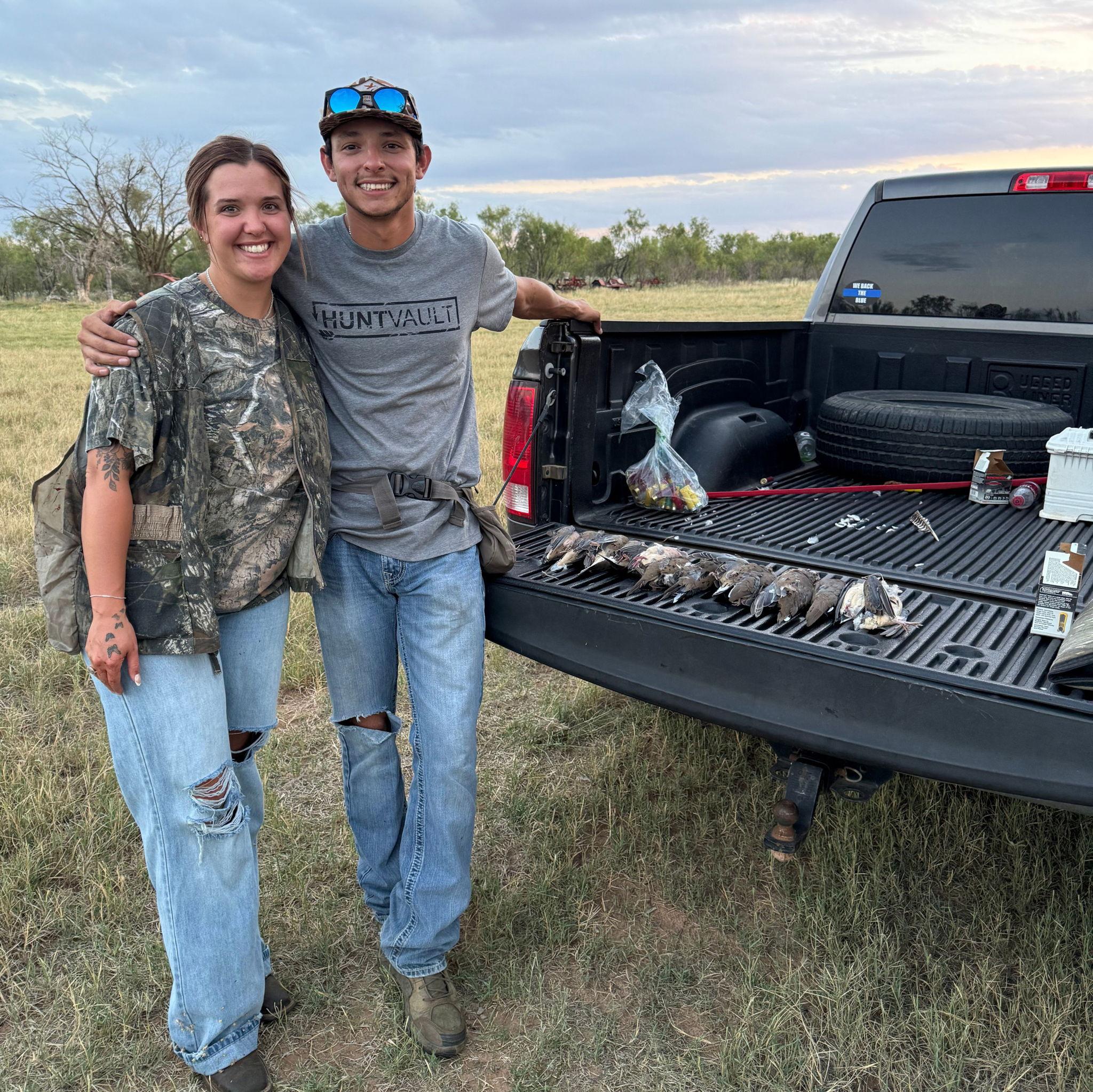 Dove hunting. I'm always the better shot, but Ty will never admit it.