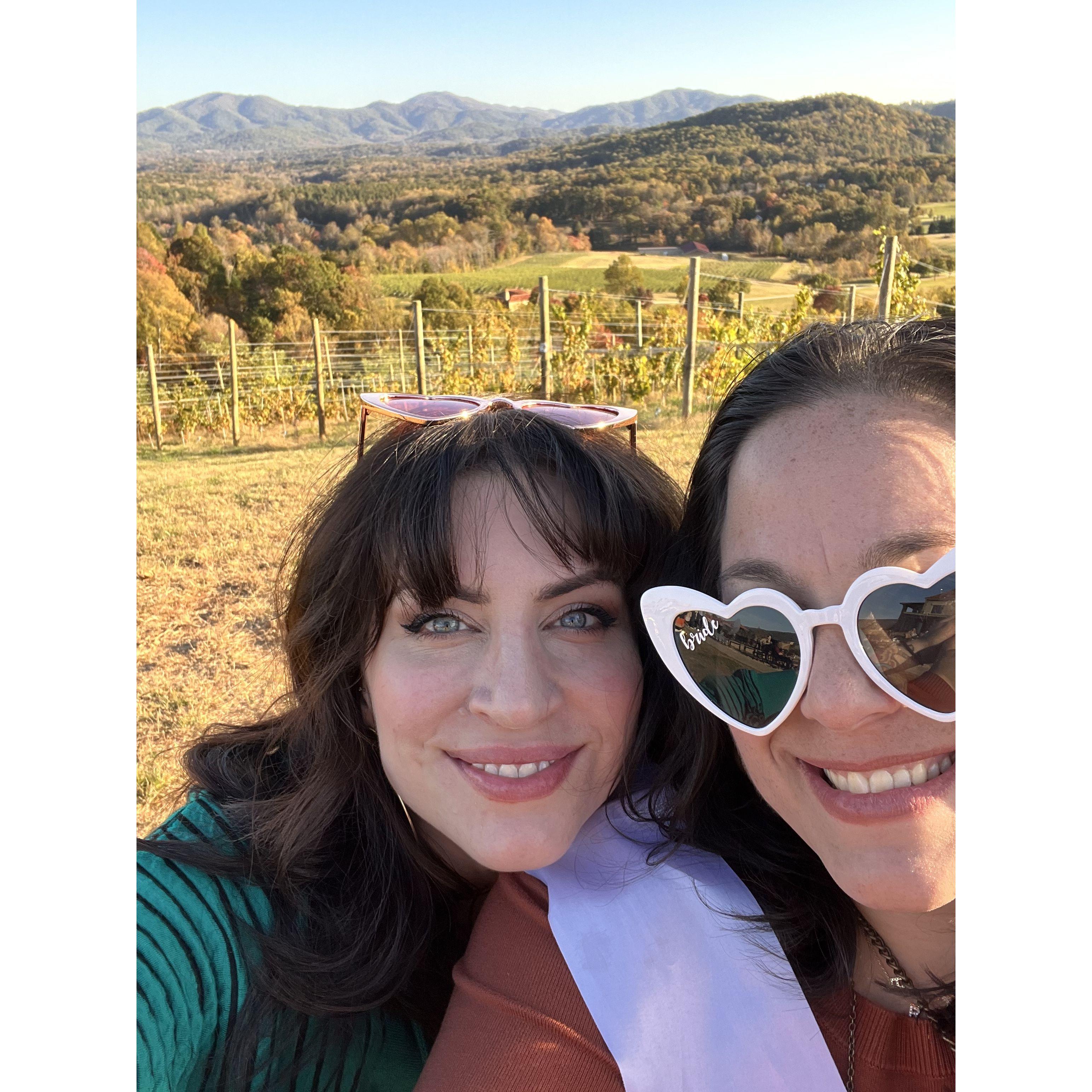 Madeline and Rachel at Rachel's Bachelorette weekend - Wineries in Virginia!