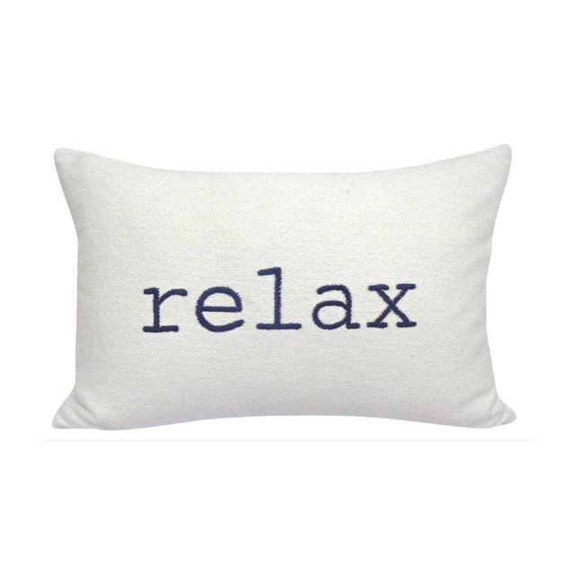 Lumbar "Relax" Embroidered Pillow Cream/Navy - Threshold™