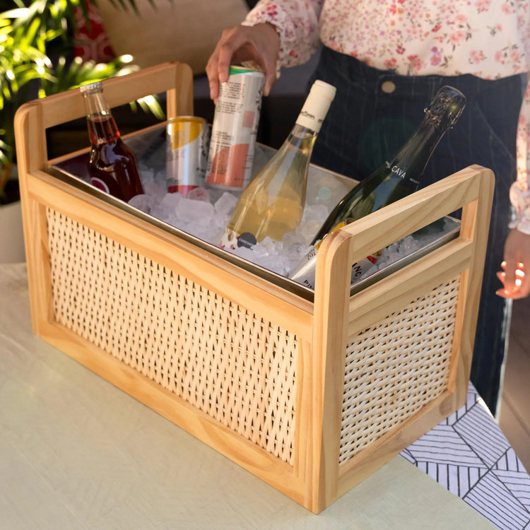 Twine, Rattan & Wood Beverage Tub | Zola