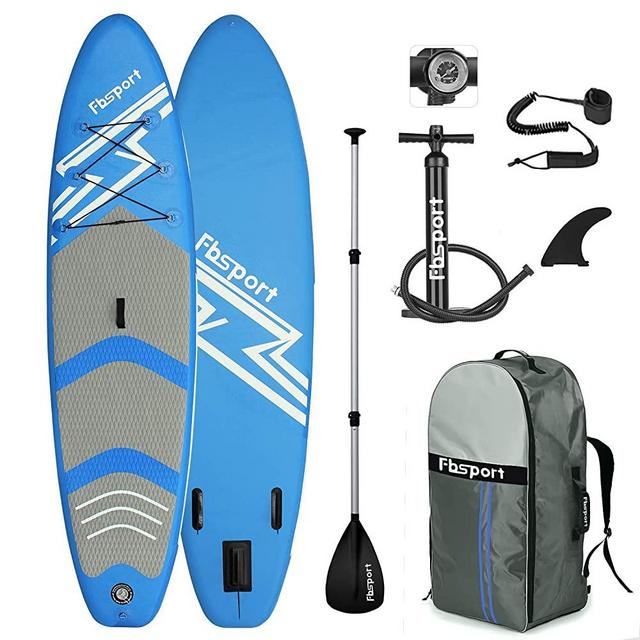 FBSPORT Premium Inflatable Stand Up Paddle Board (6 inches Thick) with SUP Accessories & Carry Bag | Wide Stance, Surf Control, Non-Slip Deck, Leash, Paddle and Pump, Standing Boat for Youth & Adult