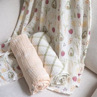 Clementine Assorted Cotton Muslin Swaddle Blanket, Set of 3
