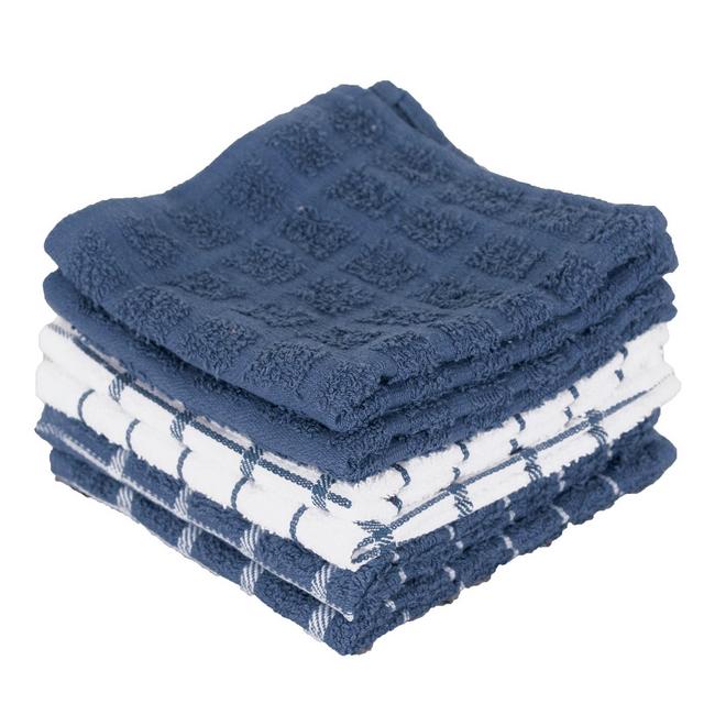 John Ritzenthaler Co. Terry Check Dish Cloth, Set of Six, Federal Blue