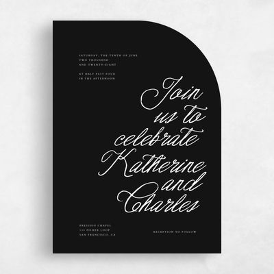 Black Wedding Invitation - Devan Portrait