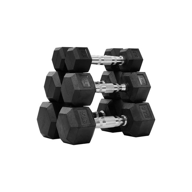 Fitvids Rubber Encased Hex Dumbbell Set Contoured Handle for Muscle Toning, Strength Building & Full Body Workout, 60LB, 100LB, 150LB and 550LB Set