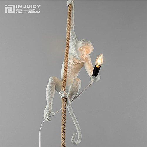 Injuicy Lighting Loft Vintage Resin Hemp Rope Monkey Pendant Lights Fixture Industrial Retro E14 Edison Ceiling Pendant Lamp Single Light for Dining Living Room Children's Bedroom Bar Cafe Gift