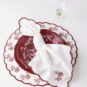 Botanica set of 2 embroidered linen napkins