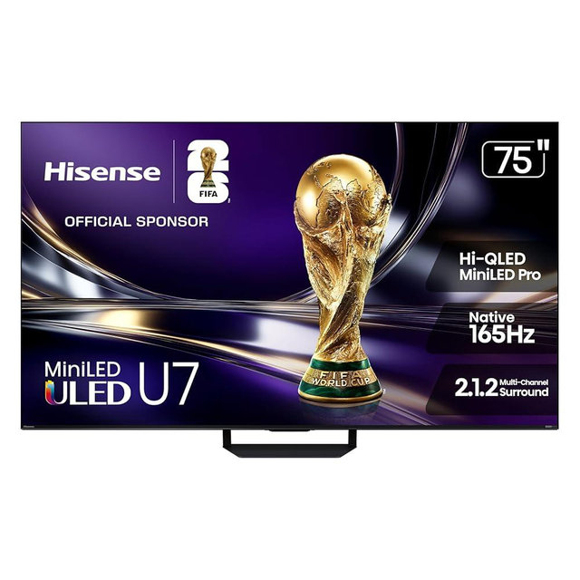 Hisense 75" U7 Mini-LED ULED 4K UHD Best Premium Gaming Smart Google TV (75U7SG, 2026 NEW) - Hi-QLED, Native 165Hz, VRR 330, HDR10+, Dolby Vision IQ·Atmos, IMAX Enhanced, Anti-Reflection, 2.1.2 Ch