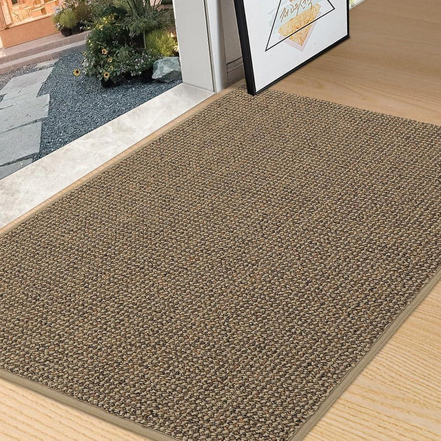 BEQHAUSE Dirt Trapper Door Mat 32" x 48", Non-Slip Washable Doormats Entrance Mat, Dirt Resistant and Absorbent Welcome Mat, Low Profile Floor Mats for Front Back Door and Entryway, Taupe