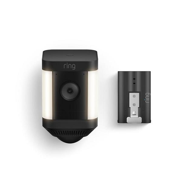 Ring Spotlight Cam Plus Battery, Black with an extra Rechargeable Quick Release Battery Pack