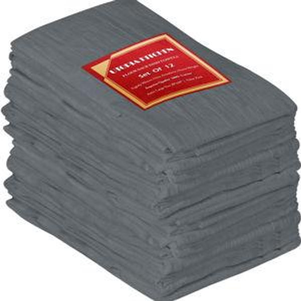 Utopia Kitchen Light Grey Flour Sack Towels [12 Pack - 28 x 28 Inch] 100% Cotton Tea Towels for Cleaning & Drying - Highly Absorbent Kitchen Dish Cloth
