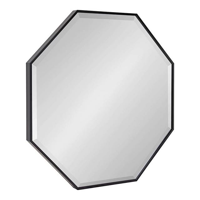 Kate and Laurel Rhodes Glam Octagon Mirror, 29" x 29", Black, Chic Geometric Wall Decor