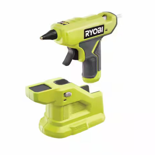 RYOBI ONE+ 18V Cordless Compact Glue Gun (Tool Only) and Mini Size Glue Sticks (24-Count) Combo
