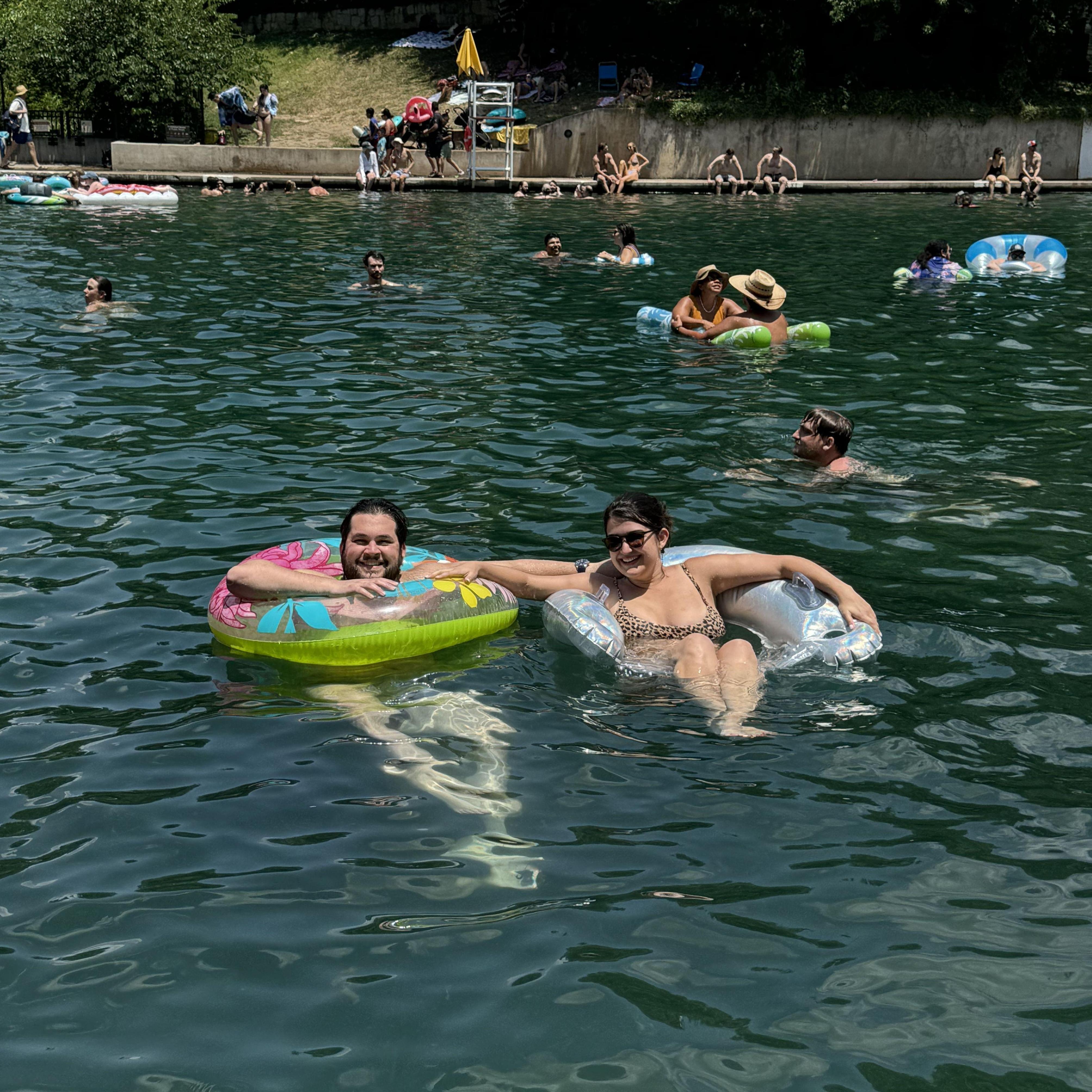 At Barton Springs in Austin, Texas! One of our favorite places in the summer.