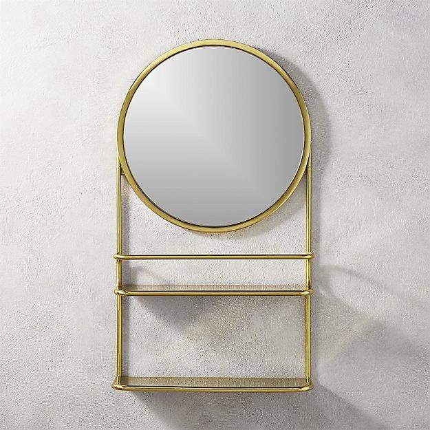 half court brass shelf with mirror