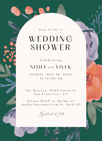 Colletta Portrait | Emerald | Zola Wedding & Bridal Shower Invitations