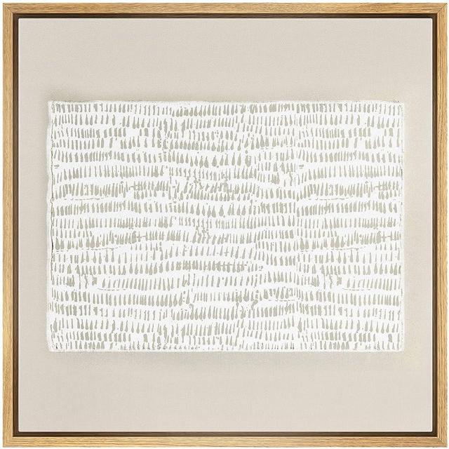 SIGNWIN Framed Canvas Print Wall Art Tan & White Grunge Geometric Line Pattern Abstract Shapes Illustrations Modern Art Decorative Minimal Calm/Zen for Living Room, Bedroom, Office - 16"x16" Natural