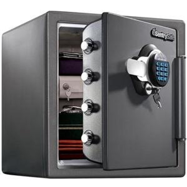 SentrySafe Waterproof and Fireproof Alloy Steel Digital Safe Box for Home with Code Button Keypad, 1.23 Cubic Feet, 17.8 x 16.3 x 19.3 Inches (exterior), SFW123GDC