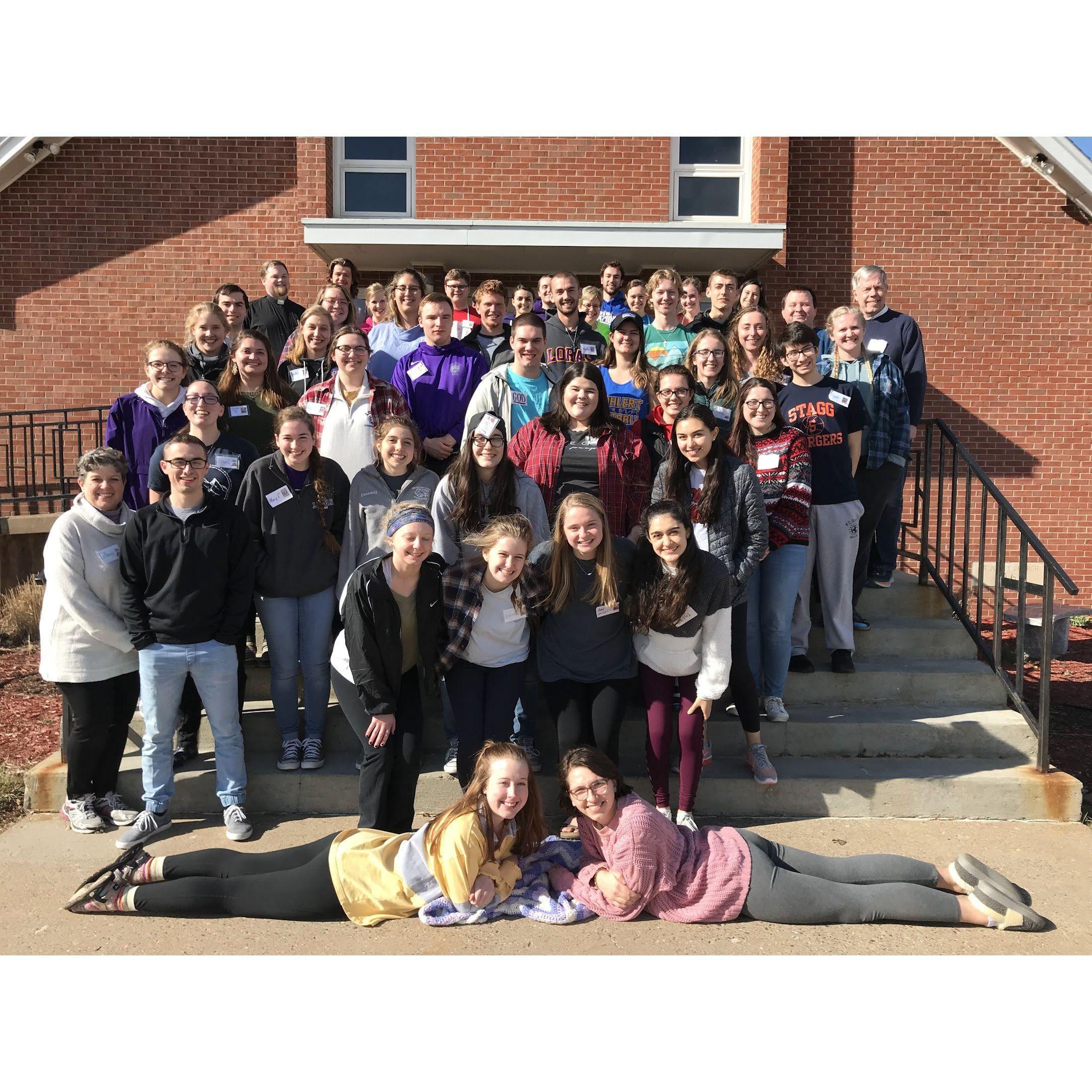 March 2019- A picture of us in the place we first met on an Antioch retreat. Can you spot us?