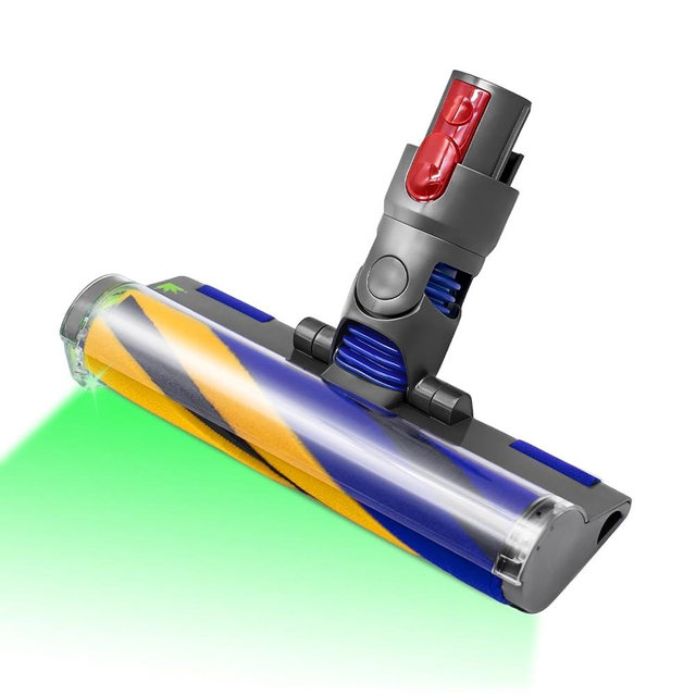Quick-Release Soft Roller Brush Head for Dyson V7 V8 V10 V11 V15 Cyclone Cordless Vacuum Cleaner, Laser Floor Brush Attachment with Green LED Light for Hardwood, Marble, Tile & Pet Hair Removal