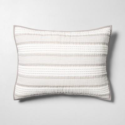 King Pillow Sham Woven Stripe Jet Gray - Hearth & Hand&#8482; with Magnolia