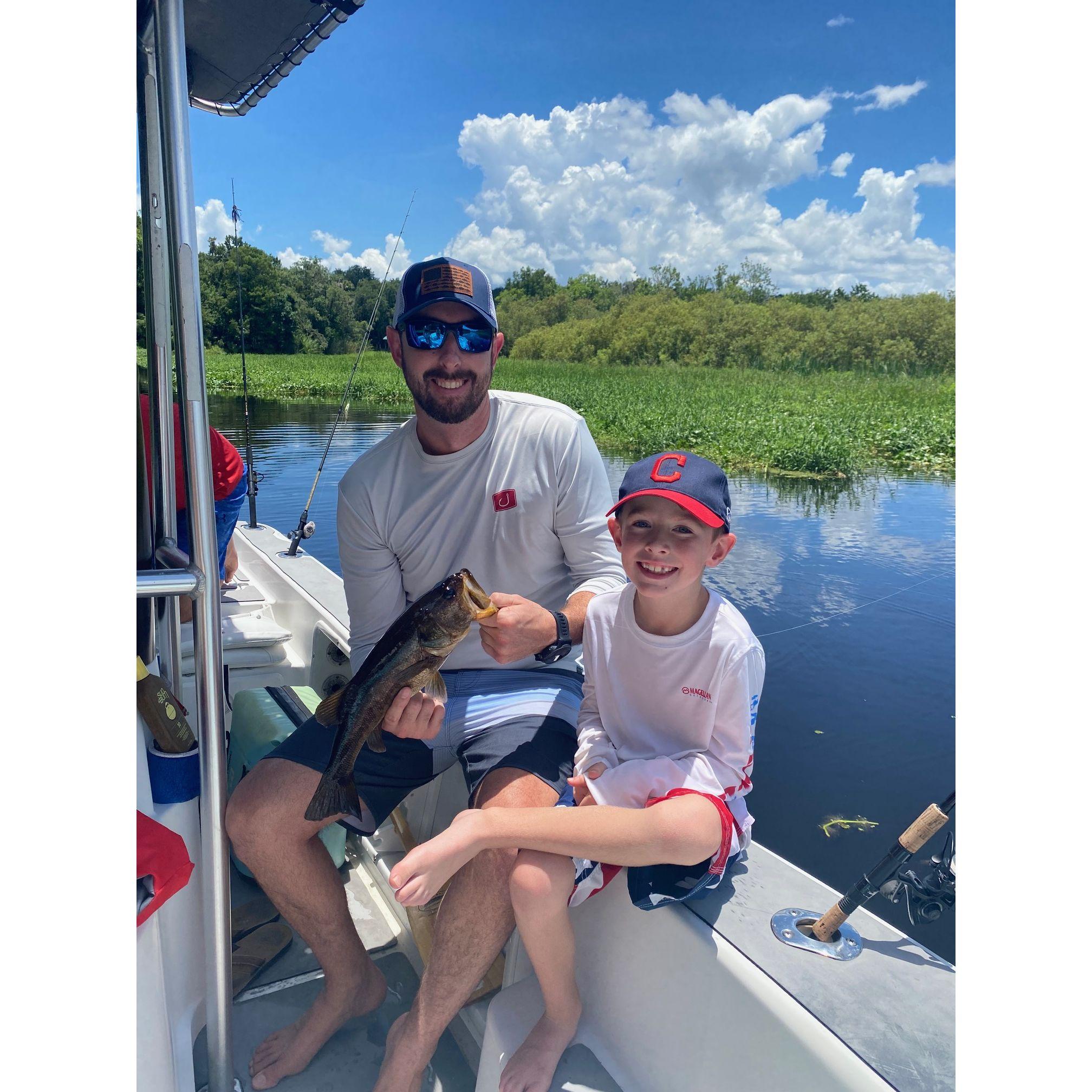 Kellans first time fishing with Andrew