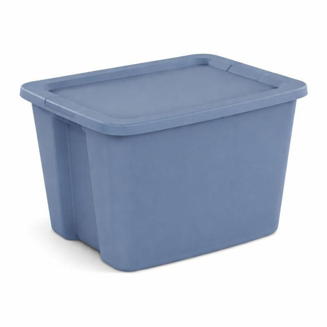 Everbright Essentials 18 Gallon Plastic Storage Tote with Secure Snap-On Lid, Stackable Storage Bin for Linens, Seasonal Decor, Keepsakes & Home Organization (Blue)