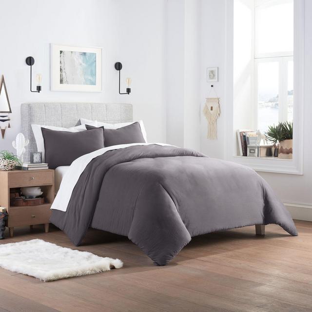 UGG® Devon Solid 3-Piece King Duvet Cover Set in Charcoal