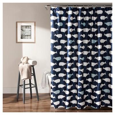 Whale Shower Curtain Navy - Lush Décor