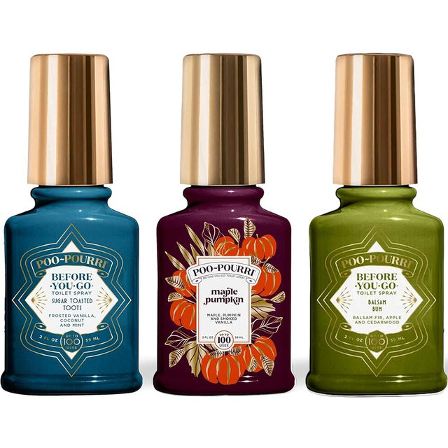 Poo-Pourri Before-You-Go Toilet Spray, Spring 2 Oz Variety Pack– Maple Pumpkin Sugar Toasted Toots and Balsam Bum