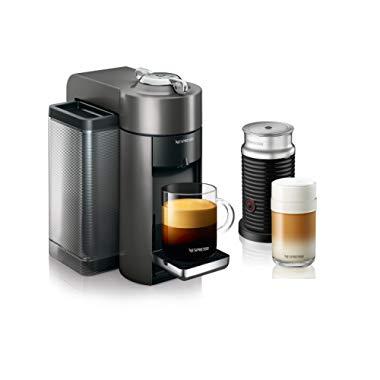 Nespresso by De'Longhi ENV135GYAE Coffee and Espresso Machine Bundle with Aeroccino Milk Frother by De'Longhi, Graphite Metal