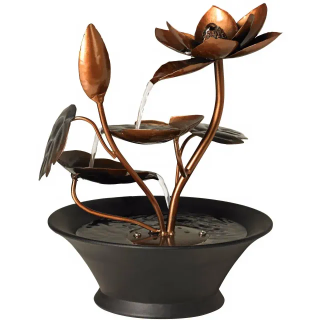 Ashton Begonia Flowers 10 1/4" High Small Zen Modern Indoor Decor Resin Tabletop Fountain Waterfall Desk Relaxation Bedroom