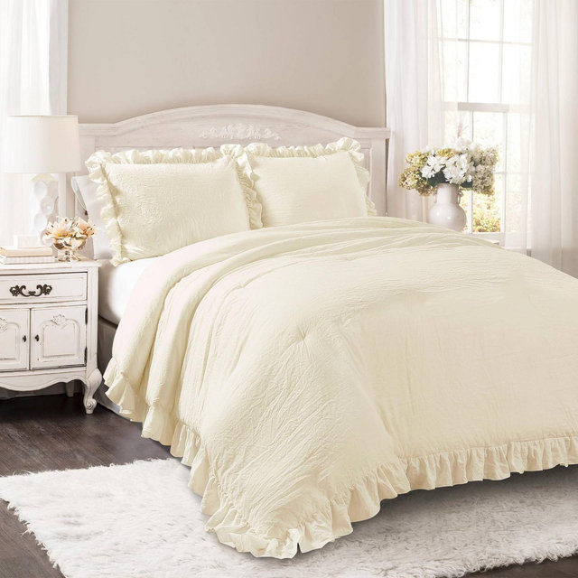 King Reyna Comforter Set Ivory - Lush Décor