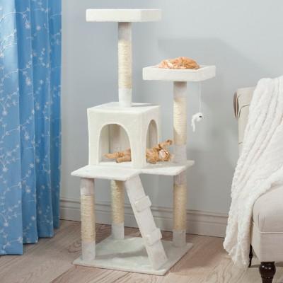 Trademark Global - Petmaker Sleep and Play Cat Tree - 4 ft - White